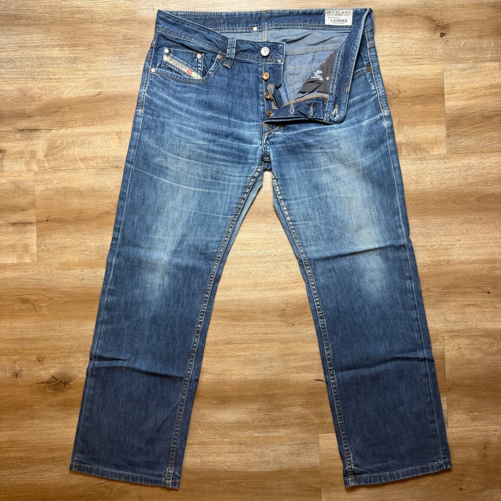 Diesel Larkee Jeans Men 32x27 Blue Regular Straight Leg Faded 3D Wash 0802A